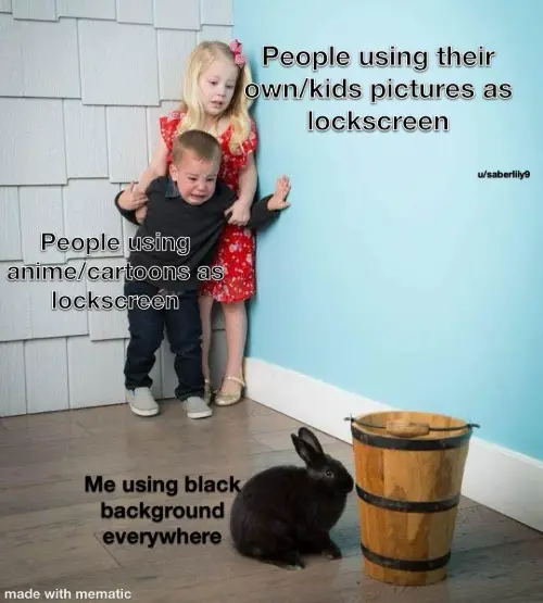 Kids afraid of rabbit meme scared of black lockscreen