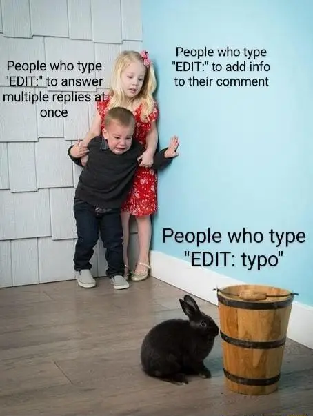 Kids afraid of rabbit meme fear people who type edit typo