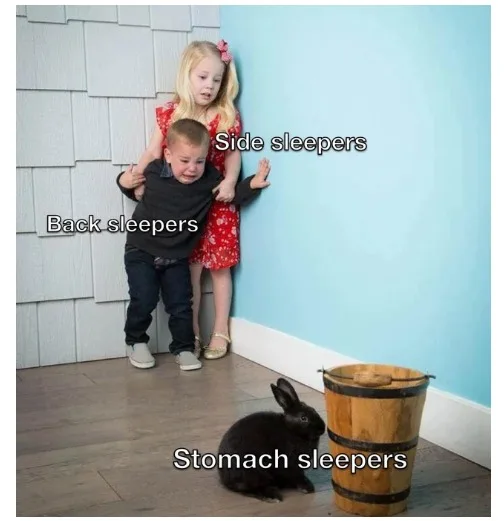Kids afraid of rabbit meme afraid of stomach sleepers