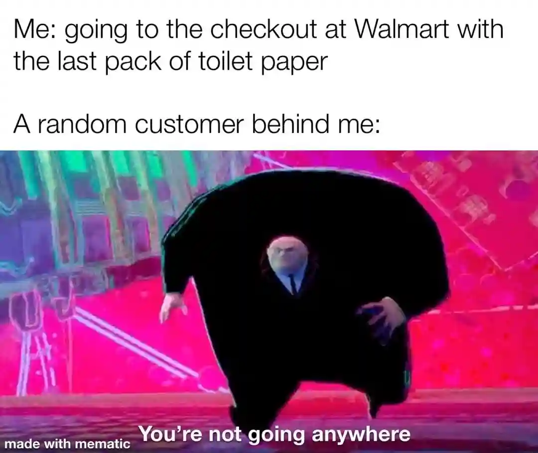Running kingpin meme Chasing for toilet paper