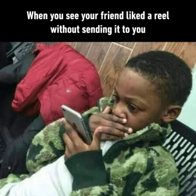 Friend Liked Reel meme covering mouth shocked