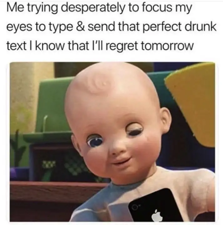 Drunk regret text meme trying to send texts