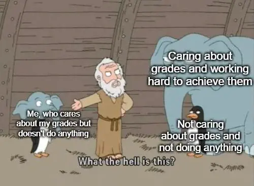 Grade stress meme puzzled on Noah's Ark