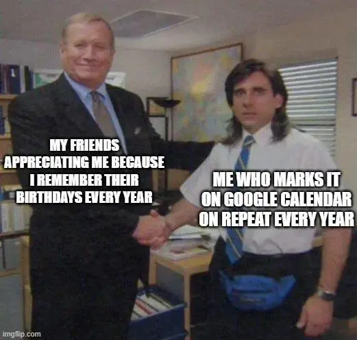 Friends birthday appreciation meme handshake