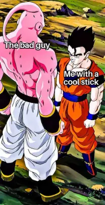 Majin Buu Gohan meme, facing off calmly