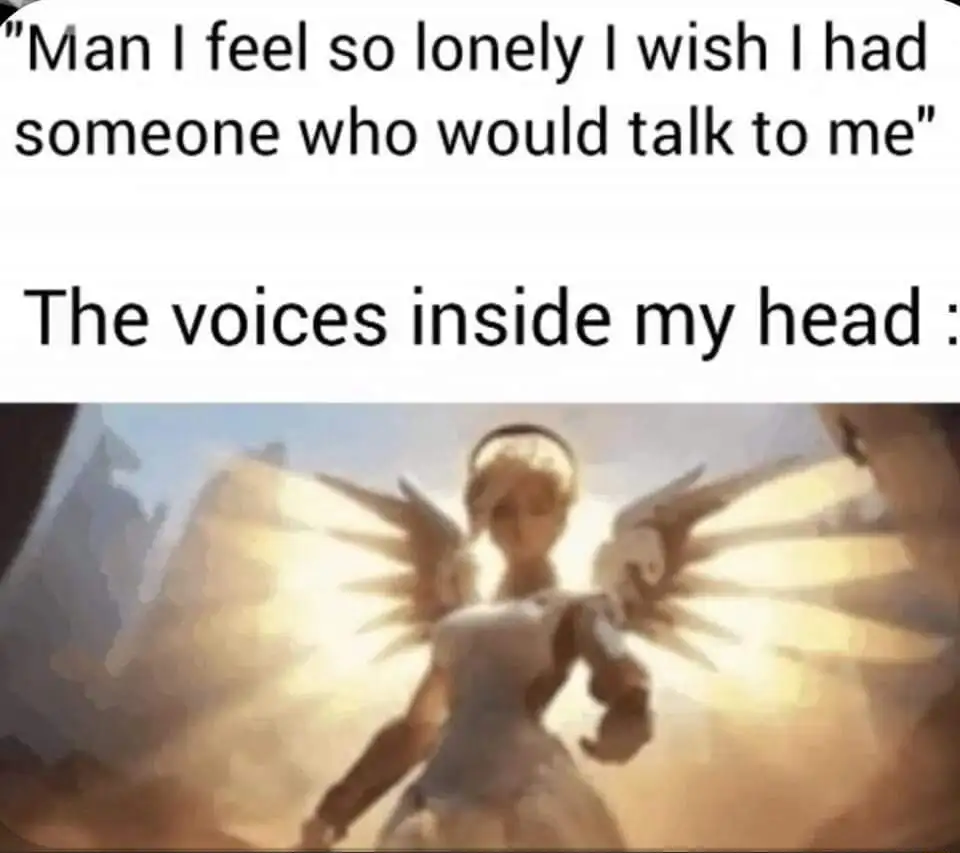 Lonely Voices meme as glowing Mercy