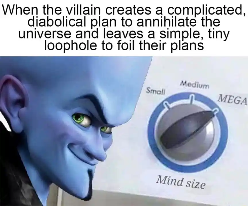 Megamind mind size meme using plot holes