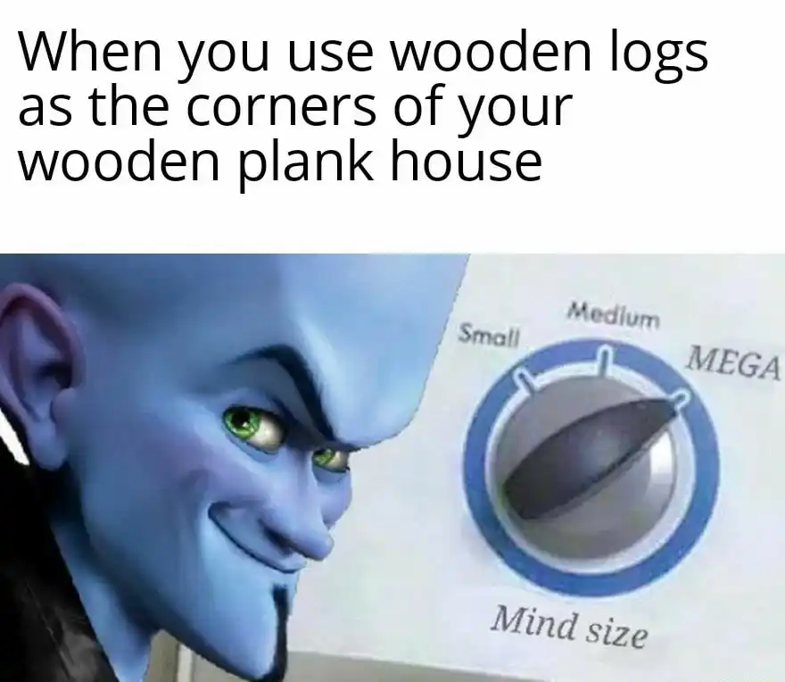 Megamind mind size meme smart wood build