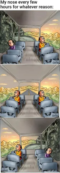 Random nose bleed meme swapping bus seats