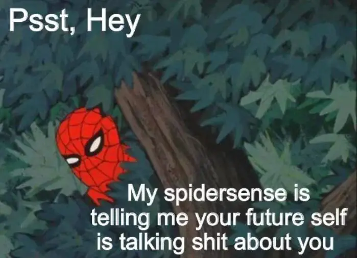 Spider man meme hiding in bushes peeking