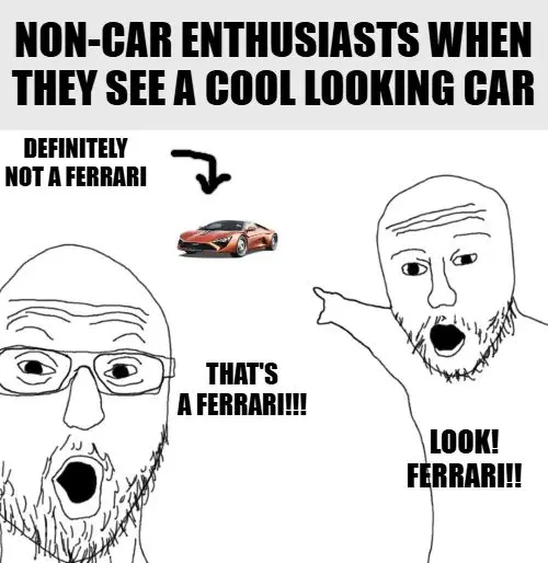 Non car people call sports car ferrari meme