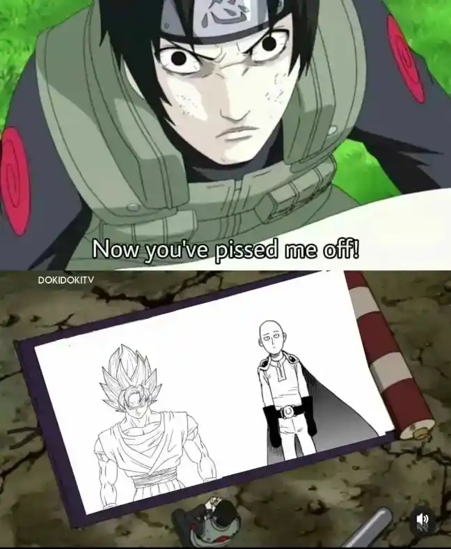 Naruto meme mad at Goku Saitama scroll