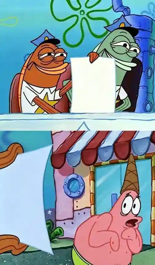 Patrick scared meme template