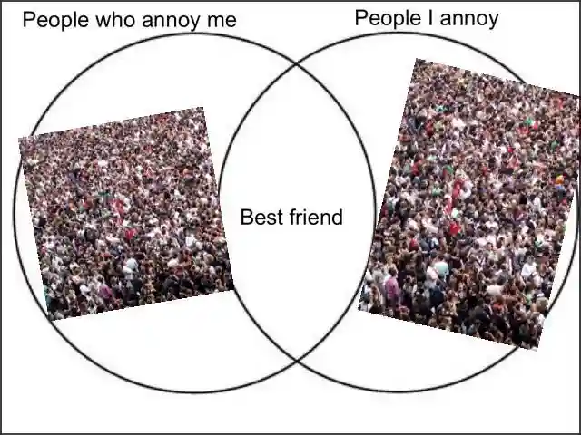 Best friend Venn meme for mutual annoyance