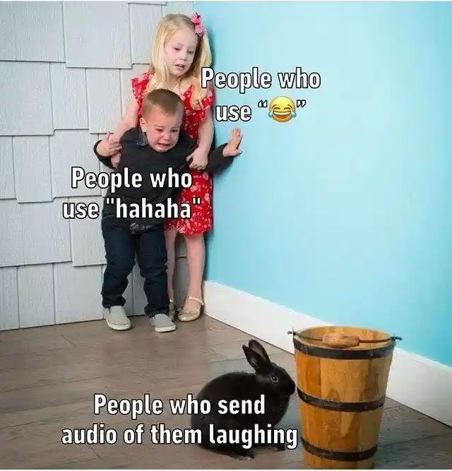 Hahaha users scared of laughing audio meme