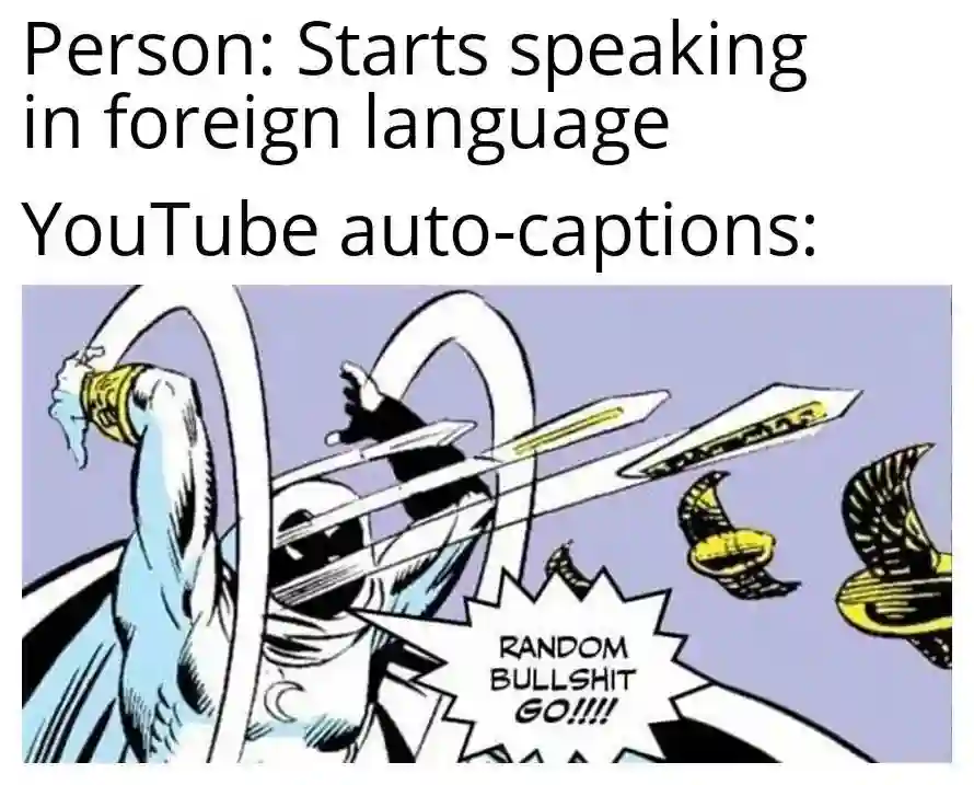 Youtube auto captions meme firing random nonsense