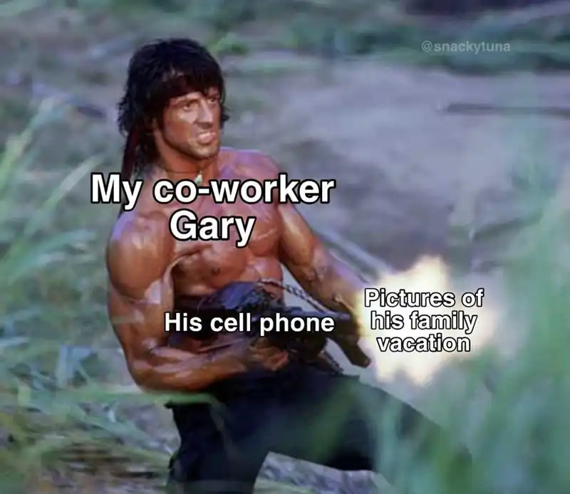 Co-worker Gary meme spamming family trip pics