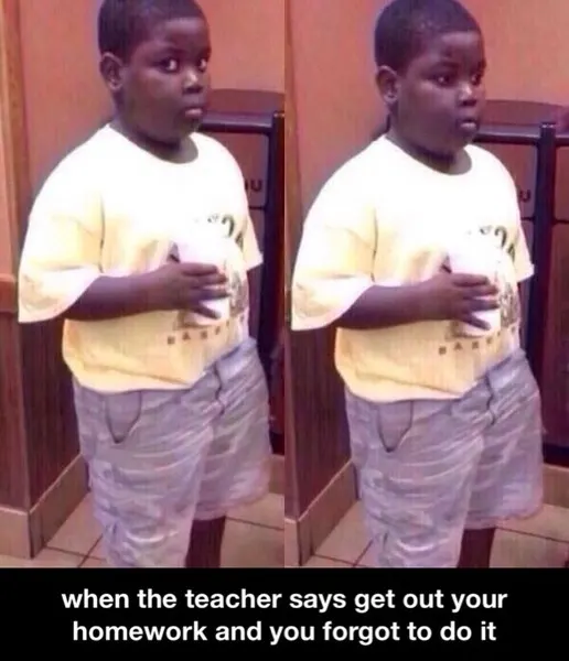 Popeyes kid meme panics over forgotten homework
