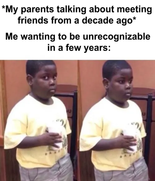 Popeyes kid meme side-eye avoiding old friends
