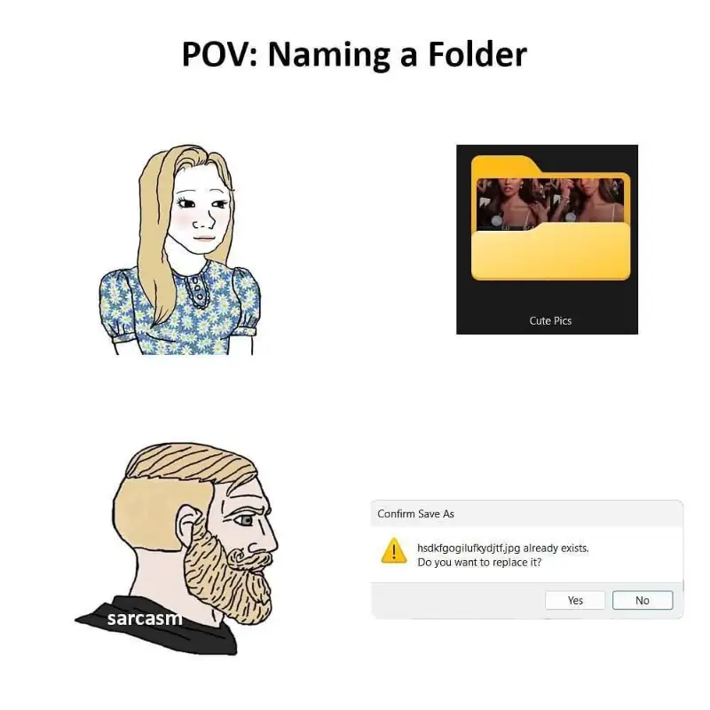 Folder naming meme using gibberish files