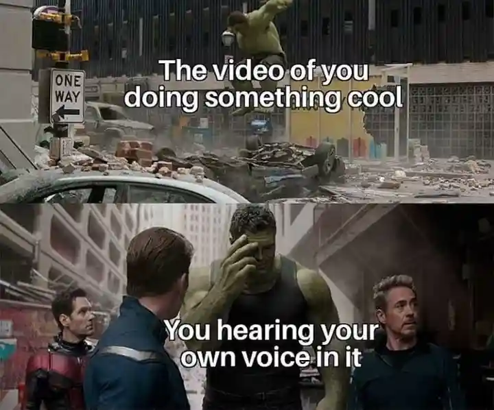 Regretful hulk meme hearing own voice in cool clip