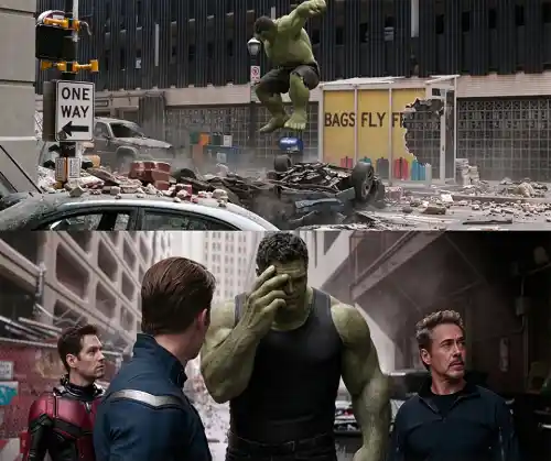 Regretful hulk meme template