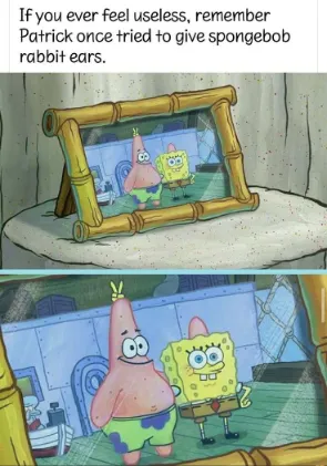 Patrick Spongebob rabbit ears meme funny joke