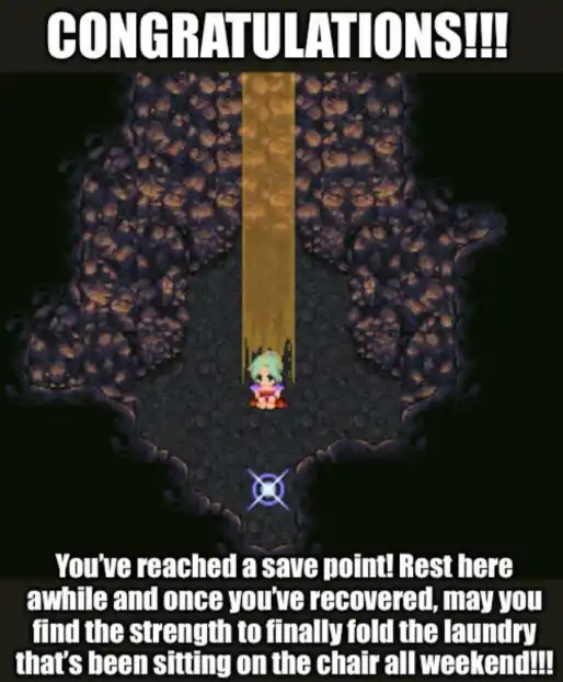Save point meme urge you to fold laundry