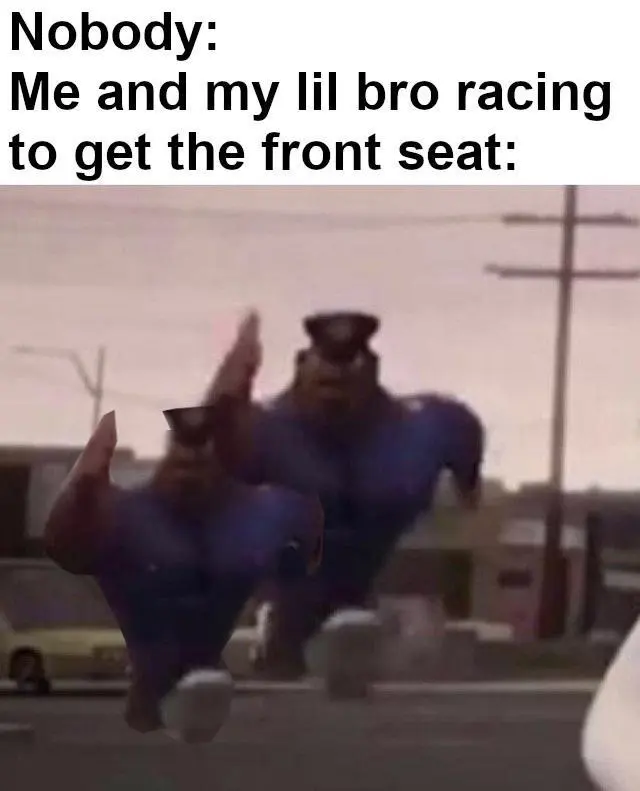 Running officer earl meme racing for front seat