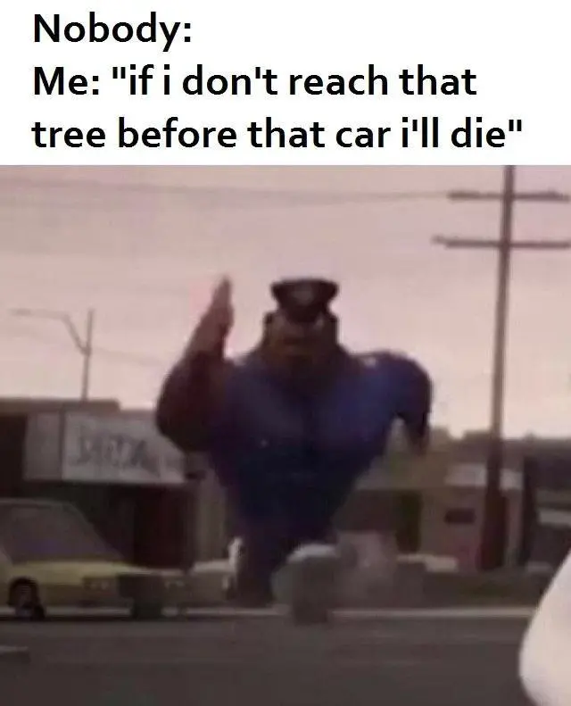 Running officer earl meme rush to tree