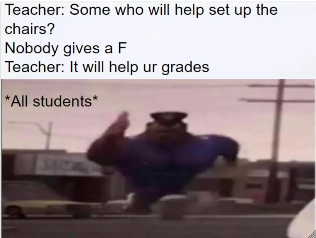 Running officer earl meme rush to help for grades