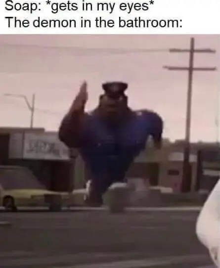 Running officer earl meme chasing you as demon