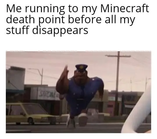 Running officer earl meme rushing for Minecraft loot