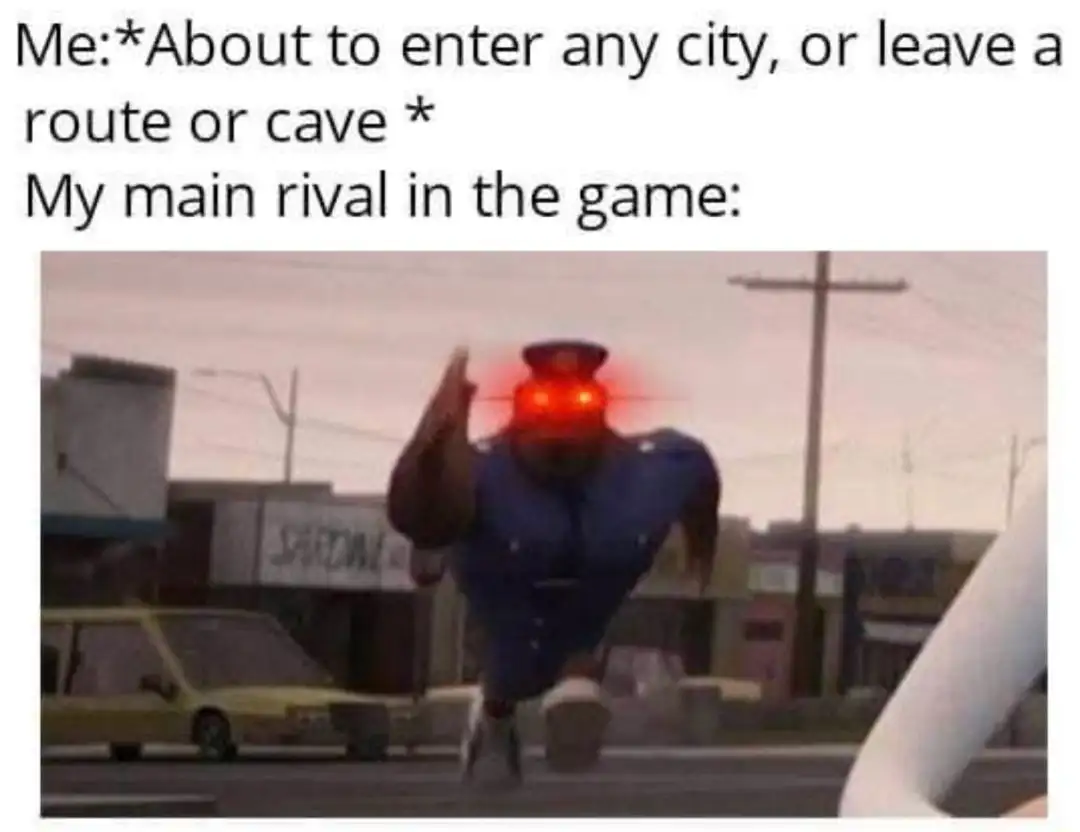 Running officer earl meme chasing rival