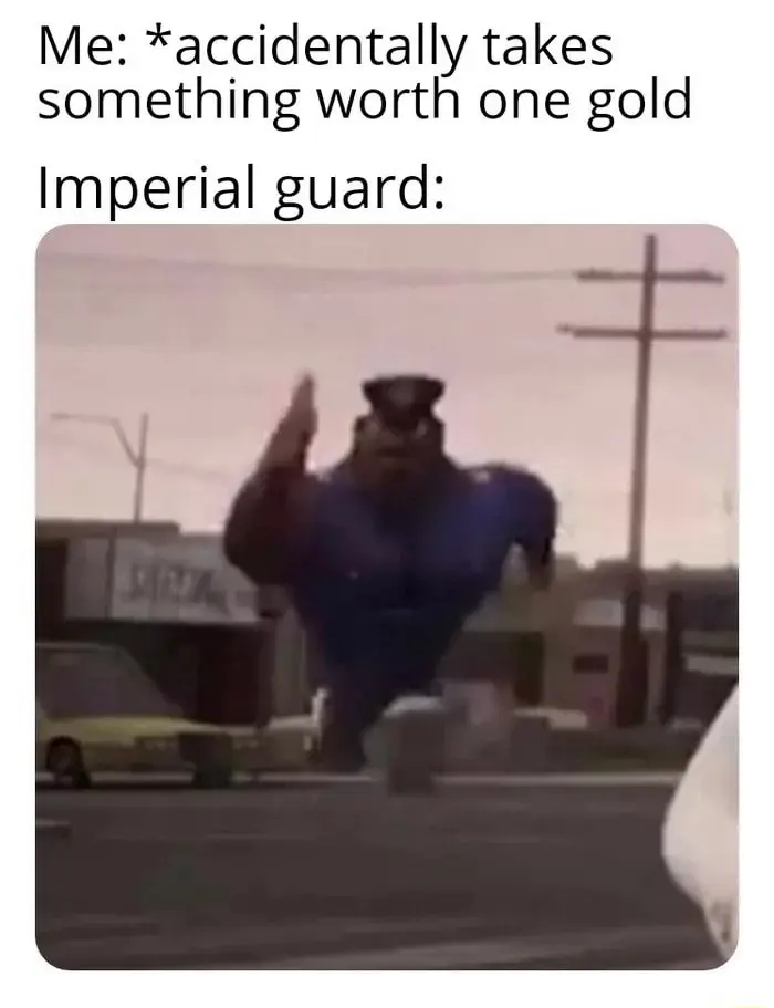 Running officer earl meme chasing 1 gold