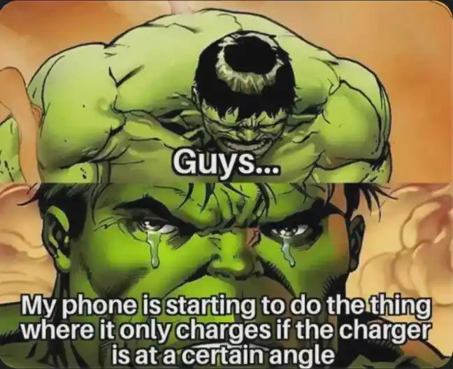 Sad hulk meme crying over bad phone port