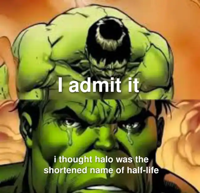 Sad hulk meme admits Halo Half-Life mixup