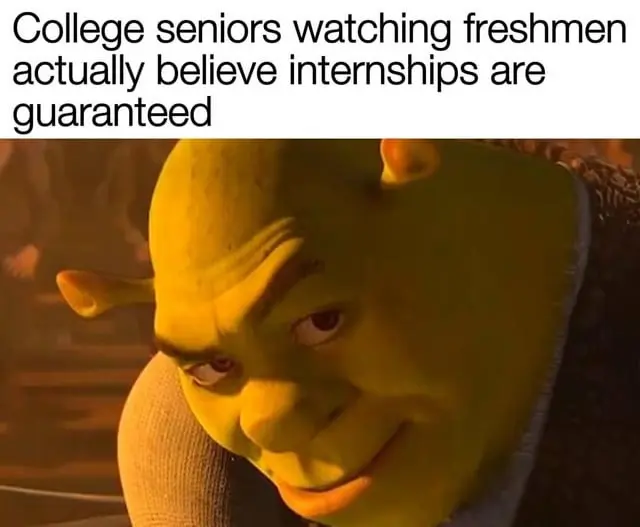 Shrek rizz meme smirks at naive freshmen