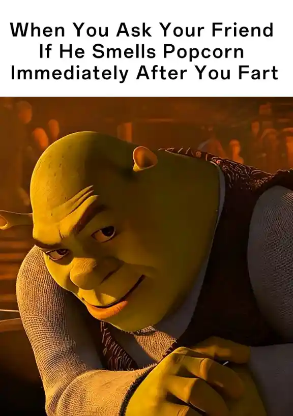 Shrek rizz meme tricks friend after fart