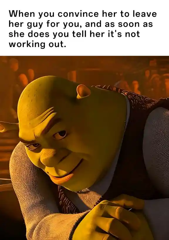 Shrek rizz meme tricks girl to leave ex