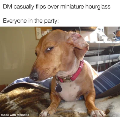 Side eye dog meme suspects DM flips hourglass