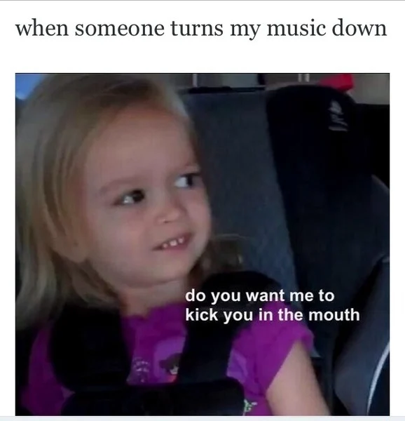 Side eyeing chloe meme when someone turns music down