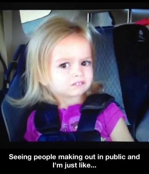 Side eyeing chloe meme seeing people making out in public