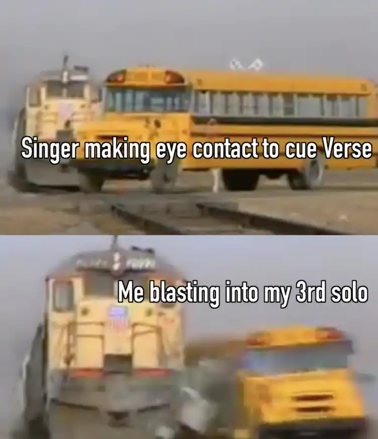 Singer cue verse meme blasting 3rd solo
