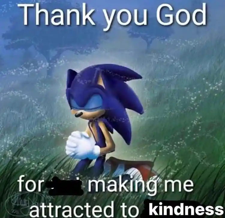 Sonic praying meme thanking god for kindness