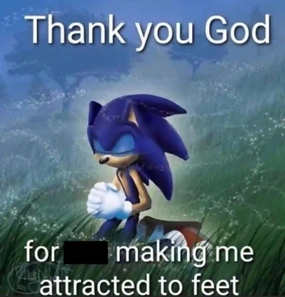 Sonic praying meme thanking god for liking feet
