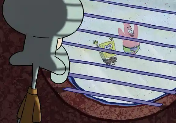 Squidward looking out the window meme template