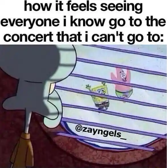Squidward window meme sad missed concert