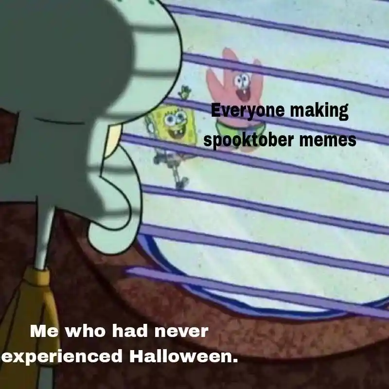 Squidward window meme missing spooky fun