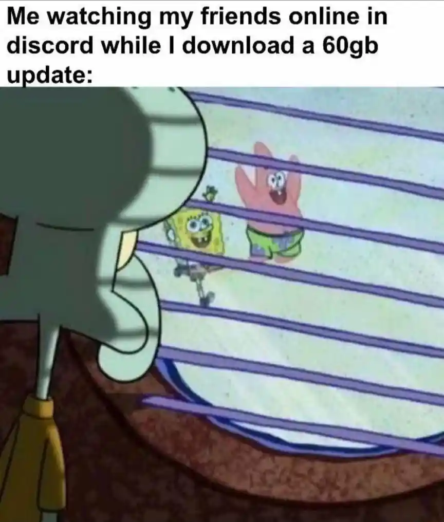 Squidward window meme watching friends update